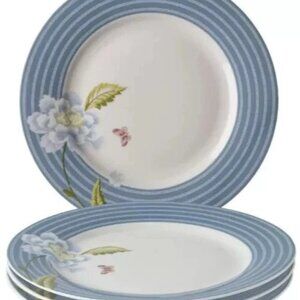 Laura Ashley Heritage Collectables Candy Stripe Floral Salad Plates Set of 4 8”